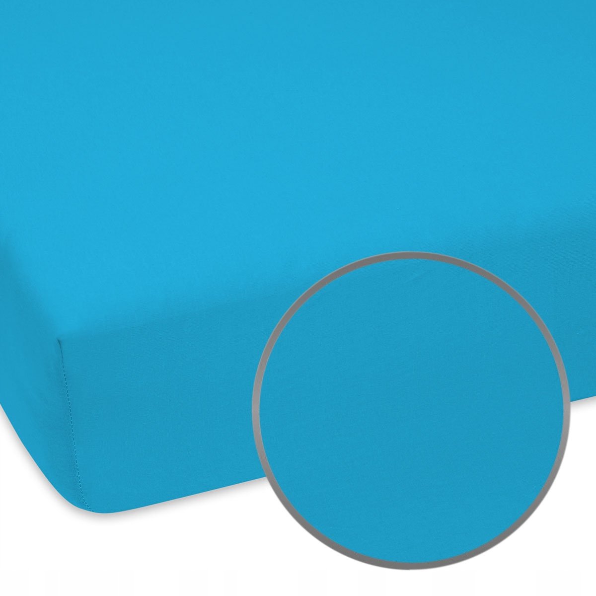 Jersey Hoeslake met Elastiek 80x190 cm Turkoois