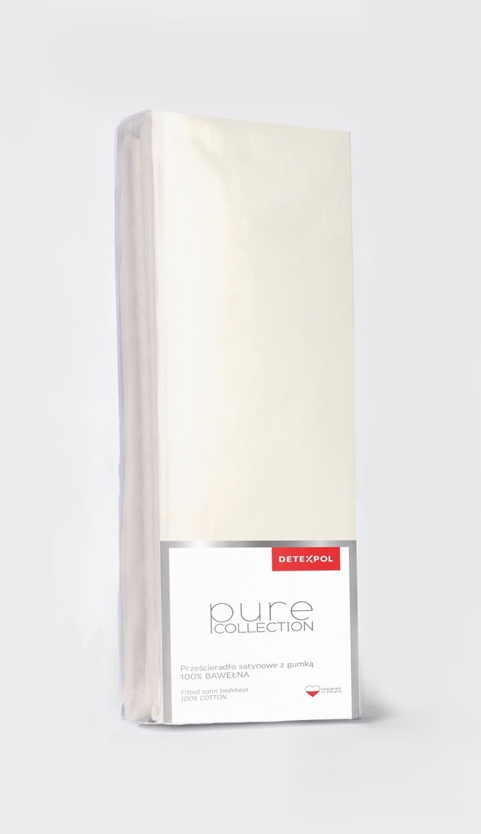 Detexpol Pure Ecru Hoeslaken Katoen Satijn 160x200 cm met Elastiek