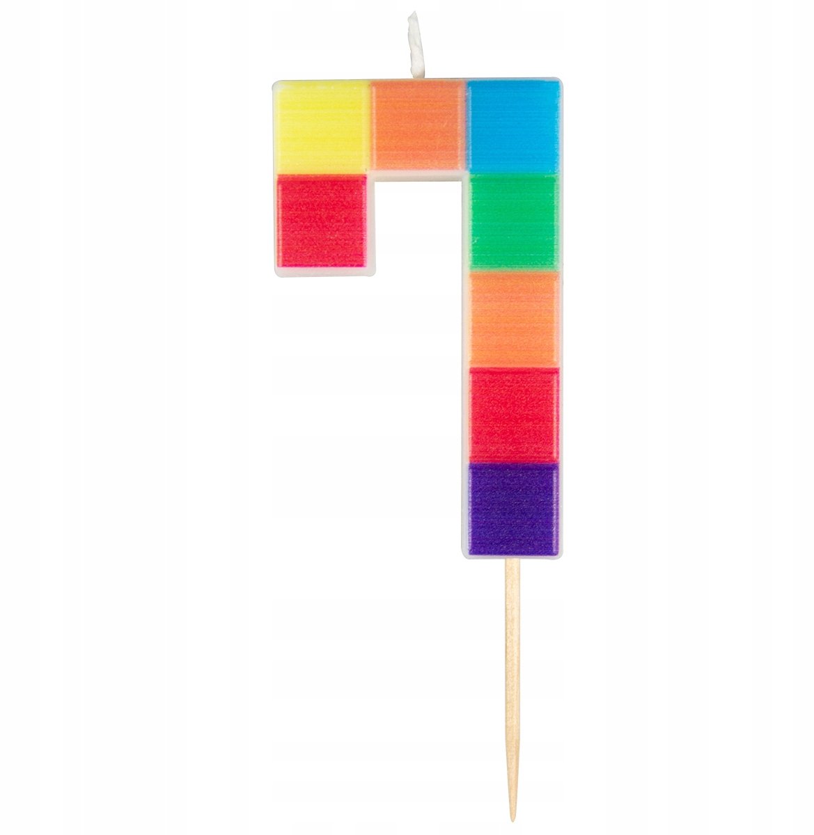 Arpex Kaars Cijfer 7 Blokjes - Feestelijke Verjaardagsdecoratie
