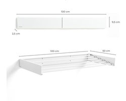 Wanddroogrek - Inklapbaar - Wasrek Hangend - Droogrek Muur - Wasrek Uitschuifbaar - Roestbestendig - Voor binnen en buiten - extra strak design