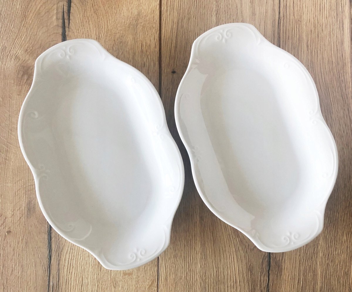 Chodzież Kamelia Set van 2 Ovale Bordschalen 24 cm Wit Porselein
