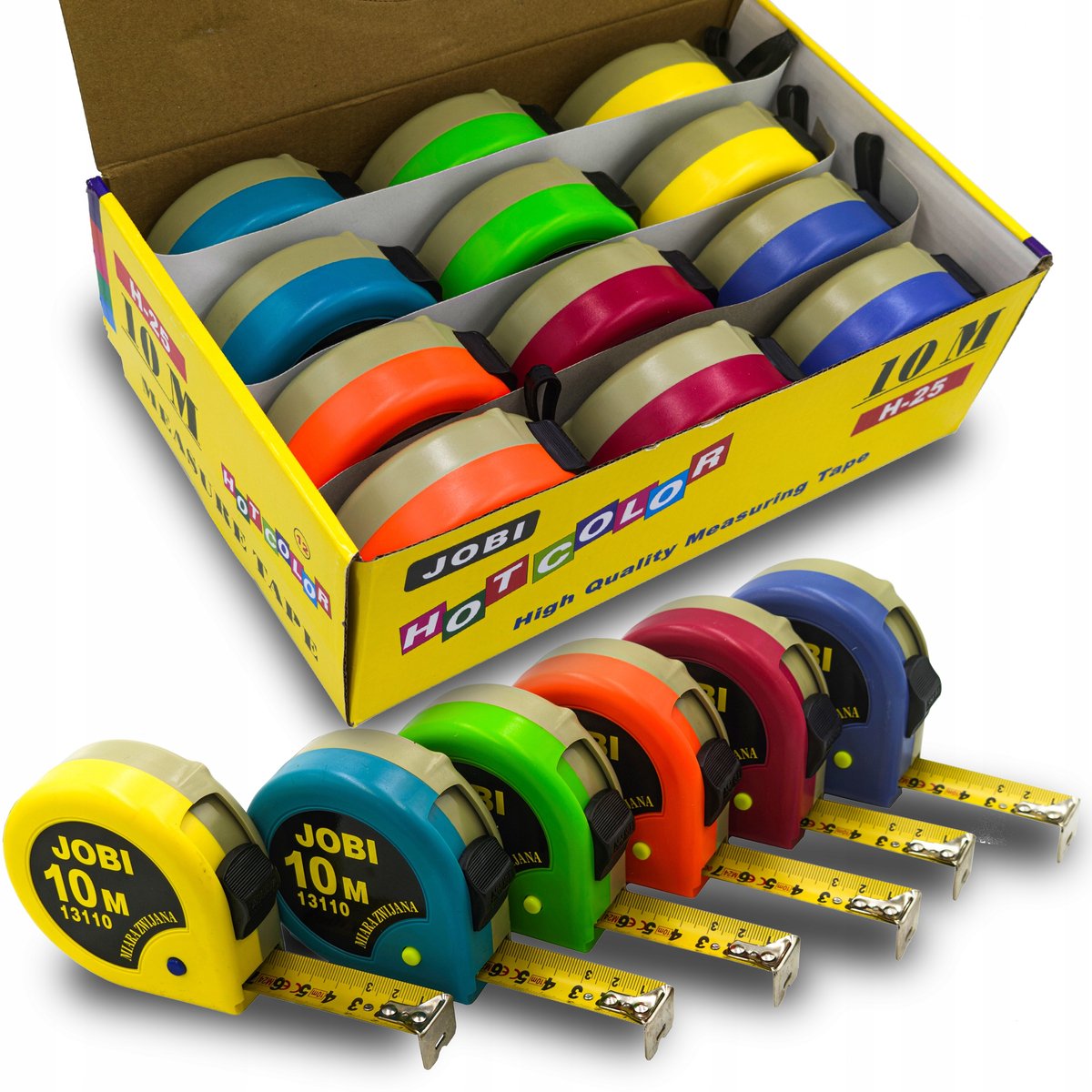 Jobi Rolmaat 10m x 25mm - 12 Stuks - Precisie Meetlint