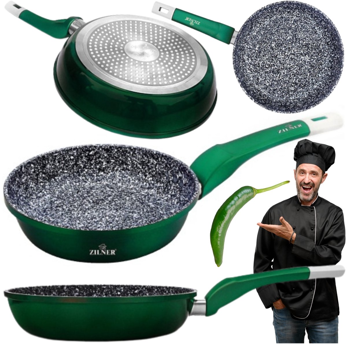 Grote 30cm Marmite Pan - Antiaanbaklaag, Flesgroen, Inductie & Gas
