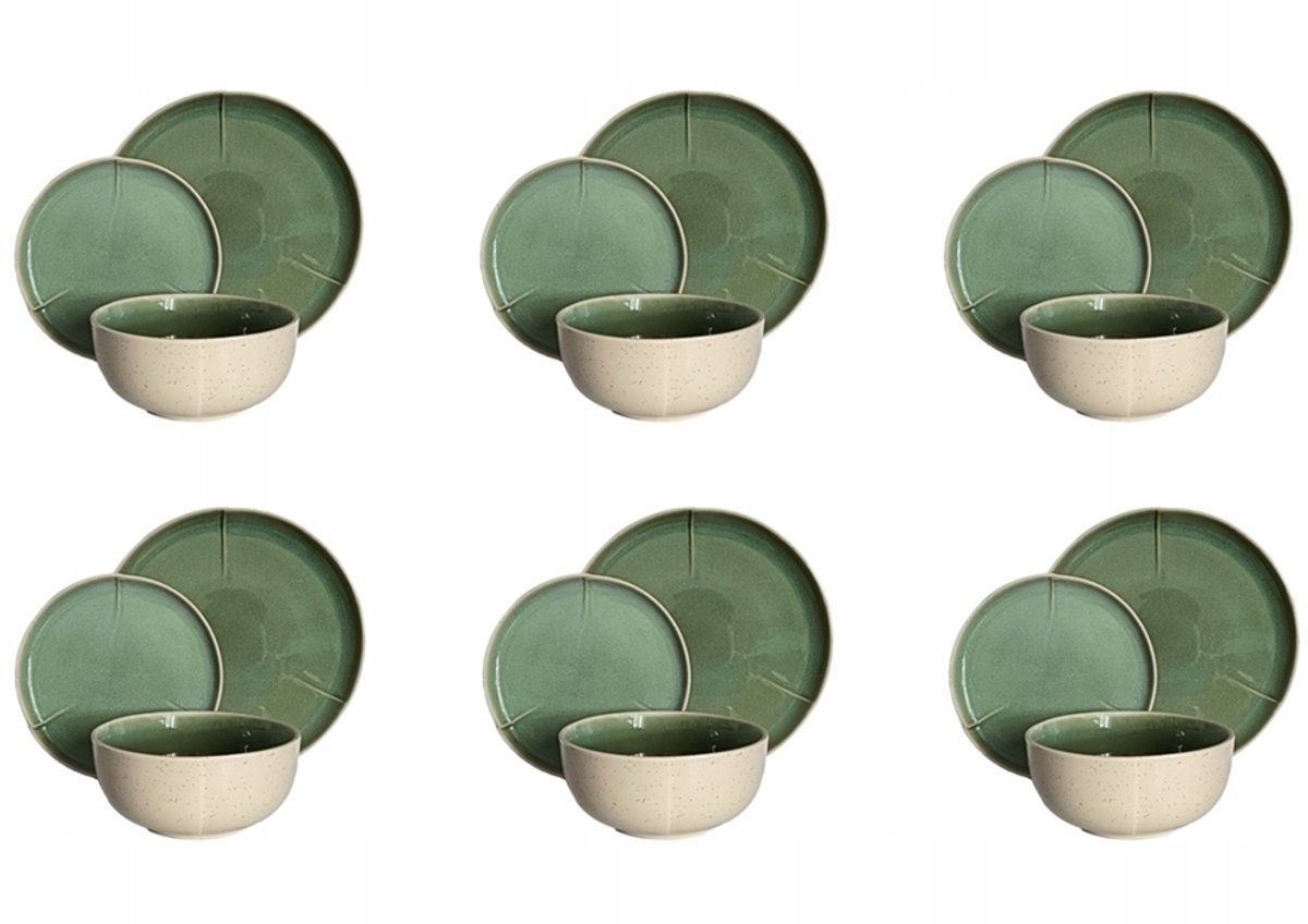 MPLCo ZEN MINT Servies 18-delig voor 6 personen - Pastelgroen & Beige