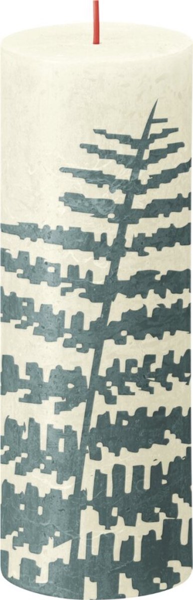 Bolsius Rustiek printed stompkaars 190/68 Soft pearl fern Parel Wit