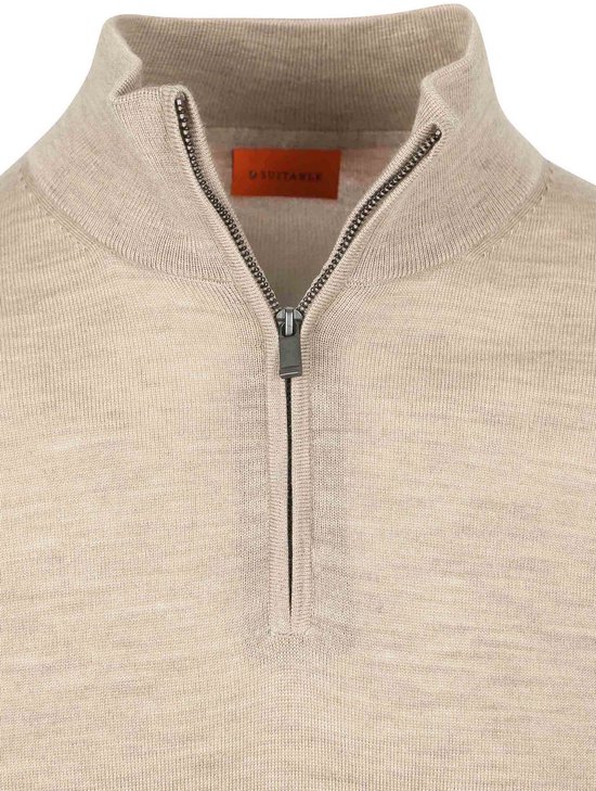 Pull demi- Zip en laine mérinos sable - Taille L - Homme - Pull Skipper - Pull Skipper zippé - Adulte homme