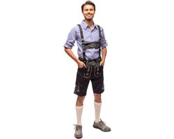 Samex® Lederhosen Man - Lederhose - Oktoberfest Heren - Carnavalskleding - Verkleedkleren mannen - Zwart - Maat M