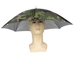 Hoofd Paraplu - Parasol hoed Camouflage - Regen - Hoed - Multifunctioneel - Vissen - Festival - Feest - Wandelen - Strand - Zee - Vakantie - Hoofdparaplu opvouwbaar – Zonbescherming - Zonneklep - Festival