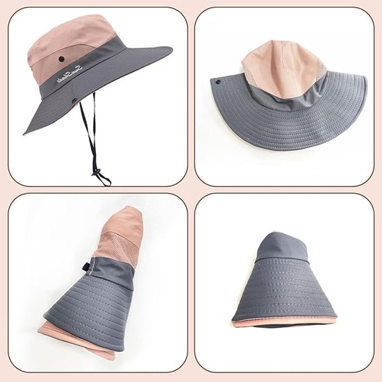 Opvouwbare dameshoed, buitenzonbescherming, strand, zomer, brede rand, UV-bescherming — afbeelding 2