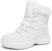 Dames Winter Hoge Bootie Warme Snowboots, Dames Bont Gevoerde Winterschoenen Outdoor Waterdichte Veterschoenen Half Kuitlaarsjes, Antislip Enkel Korte Laarzen(Size:40 EU,Color:Zwart