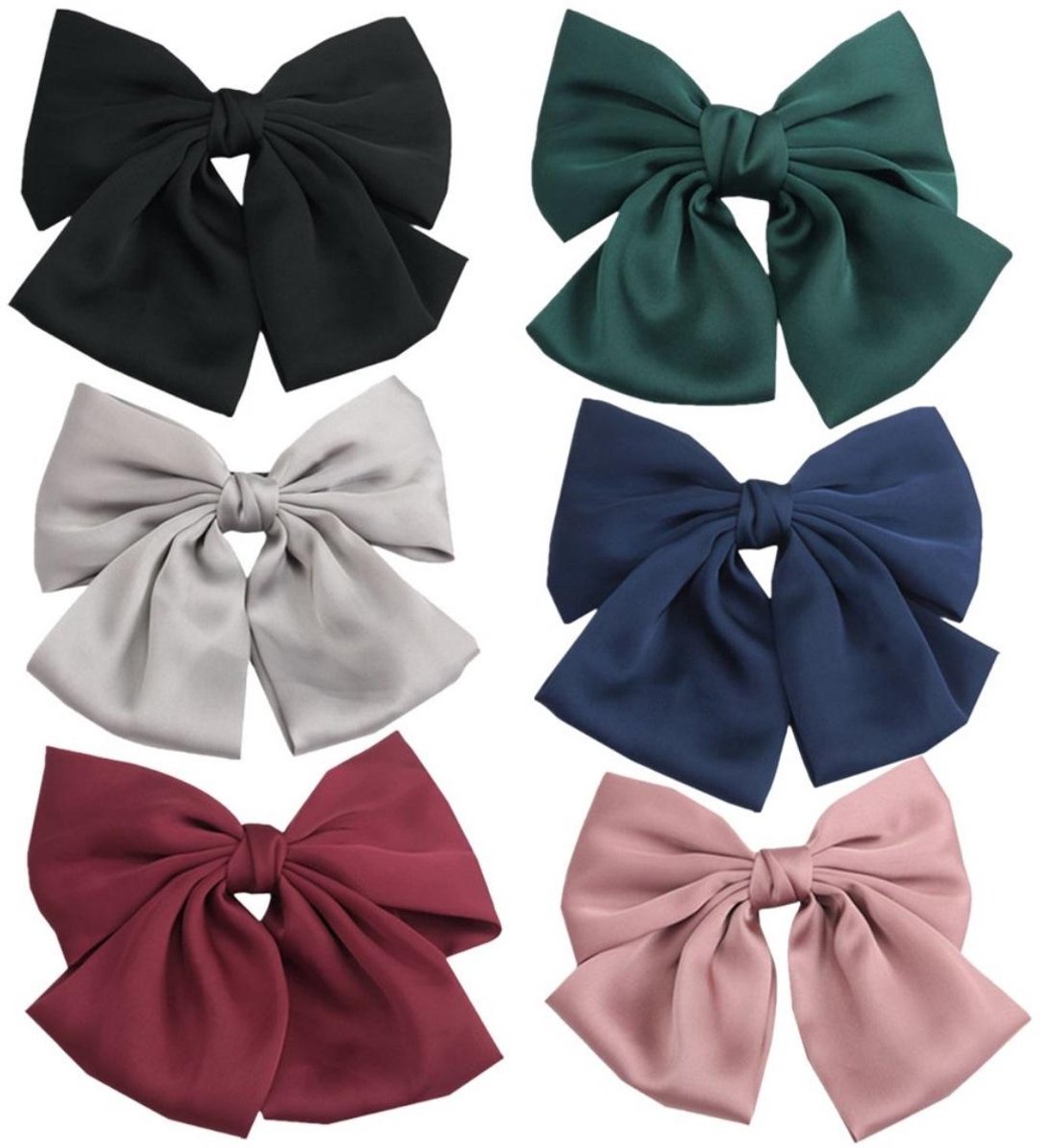 EXCITAT Strikhaarspeldjes - Satijnen strikhaarspeldjes - voor dames en meisjes - 6 stuks