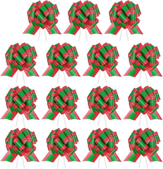 Groot groen glitter lint voor kerstboom decoratie - 5 stuks kerst decoratieve strikken kerst lint kerst strikken decoratieve kerstversiering krans ornament
