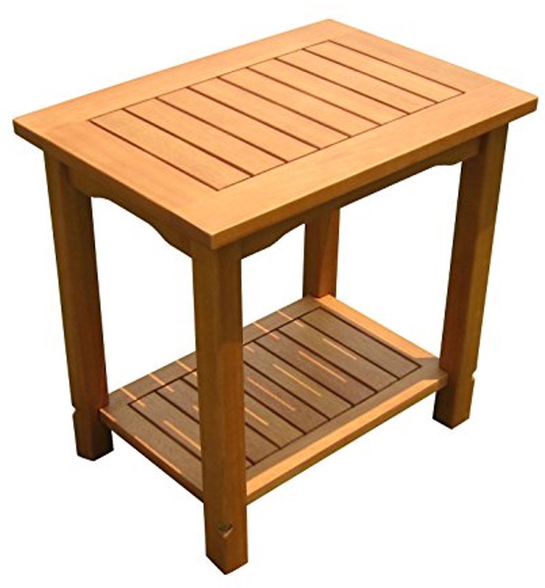 Houten Bijzettafel Eucalyptus - Geolied, 50 x 35 cm - Klein met 2 Planken voor Buiten