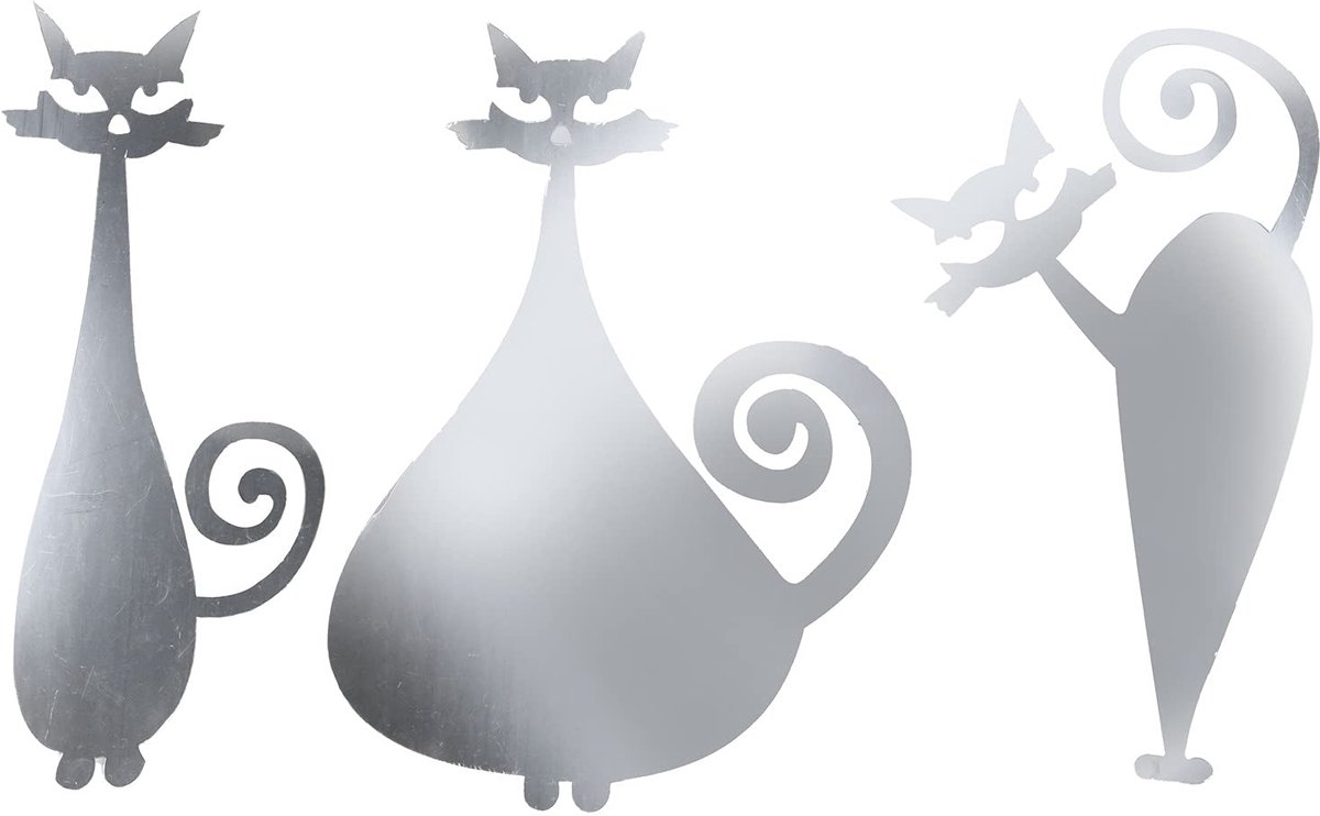 DIY Spiegel Muurstickers Cartoon Kat Vormige Decals voor Thuis Woonkamer Slaapkamer Zilver DIY