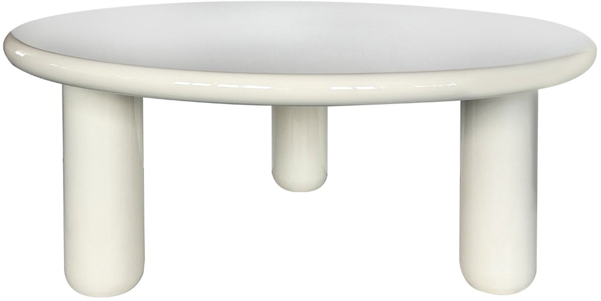 DÉJA Living Salontafel Jelsa - Rond Crème Glossy MDF - 90x90x35cm