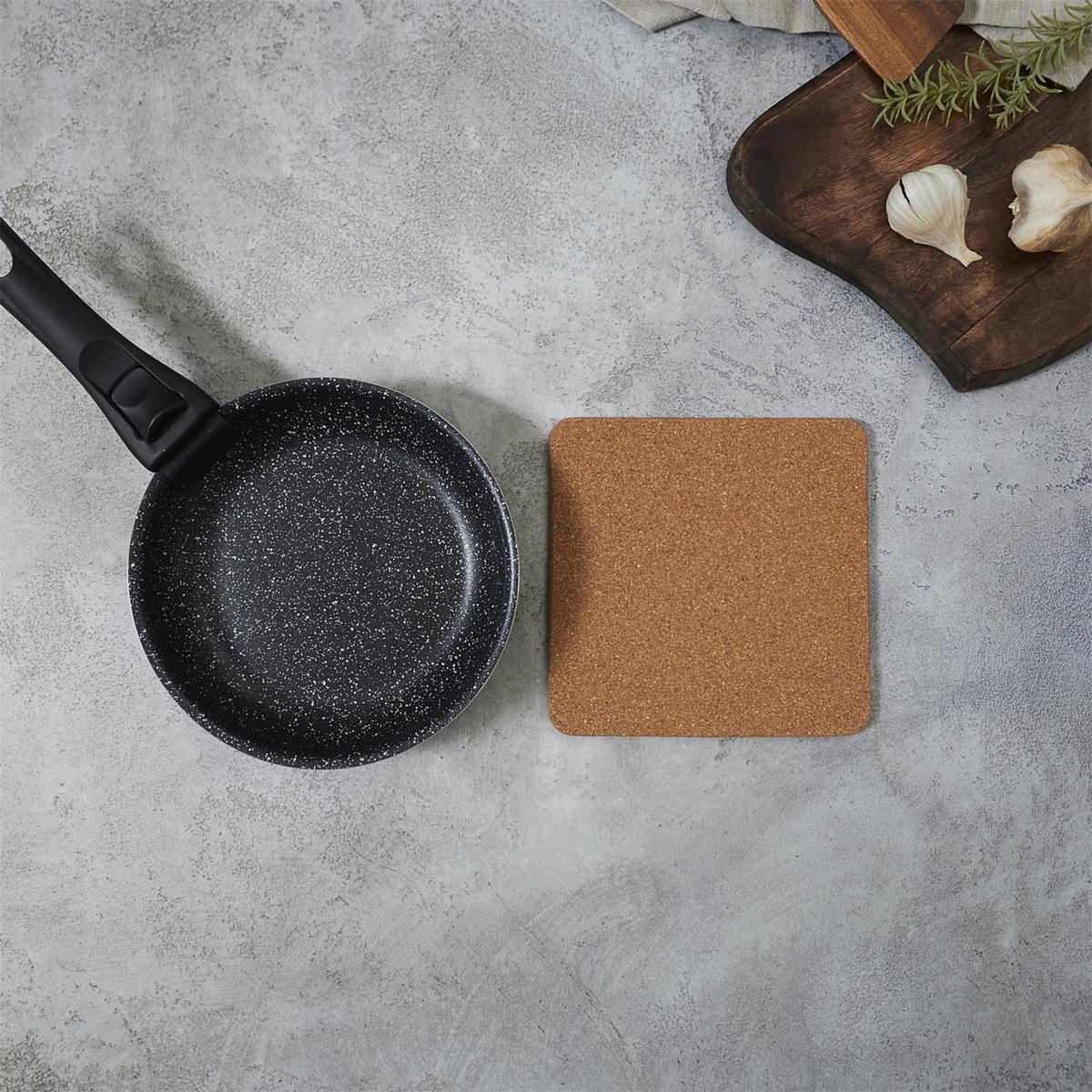 Cook Concept Onderzetter - 4x - kurk - vierkant - D19 cm - voor pannen - hittebestendig