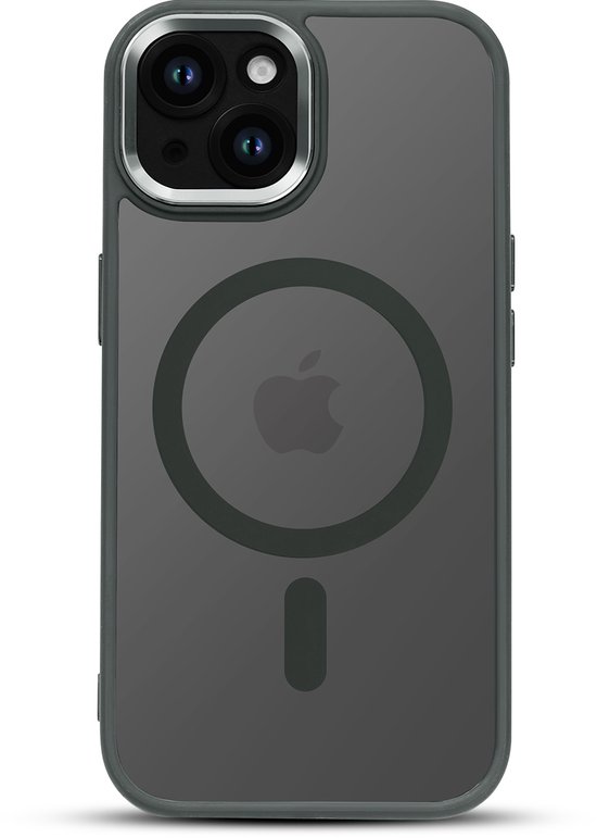 Hoesje Geschikt voor Apple iPhone 13 - Grijze Color Frame - Casemania Shock Proof Back Cover met Gekleurde Bumper - Geschikt voor MagSafe - Flexibel en Shockproof Hoes met Volledige Camera Bescherming - Val/Stoot-Proof Telefoonhoesje