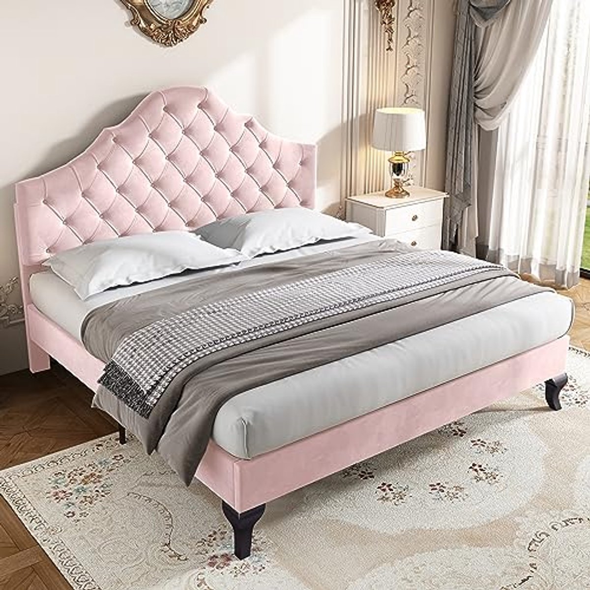 Upholstered Bed 140 x 200 cm with Bed Box and Adjustable Headboard - Perfect for Adults and Teenagers