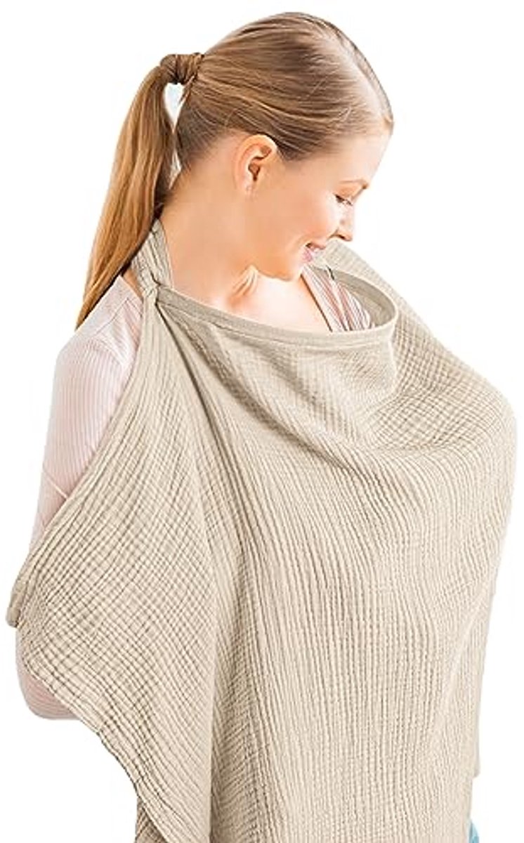 Image of Ademende Mousseline Borstvoeding Cover voor Moeders - Comfortabel en Stijlvol