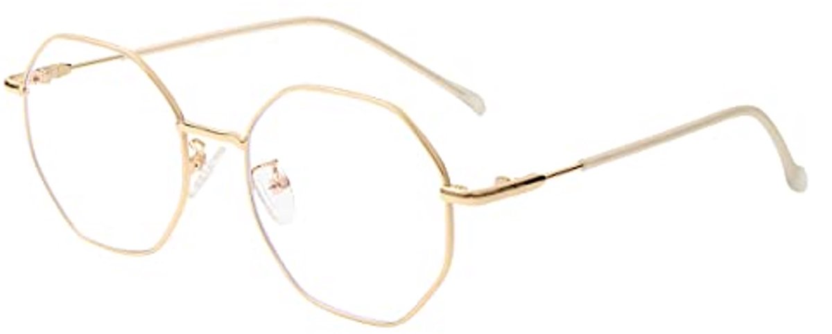 Polygoon Blauw Licht Blokkerende Bril voor Vrouwen en Mannen – Vintage Octagon & Vierkante Metalen Brillen
