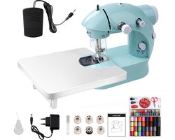 Creatorally Mini Elektrische Naaimachine voor Thuis - met Werkplank en 99-delige Naaiset - Afmetingen mini 17×9×19 cm - kunststof behuizing - Sewing Machine Beginners Set - Naaiset