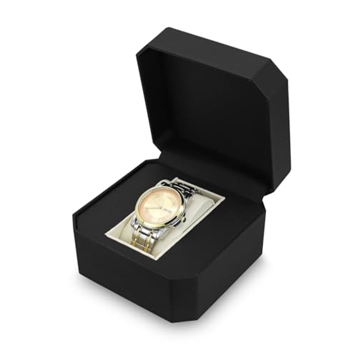 Draagbare Horlogebox voor Één Horloge - Vierkante PU Leren Reisdoos met Verwijderbare Kussen