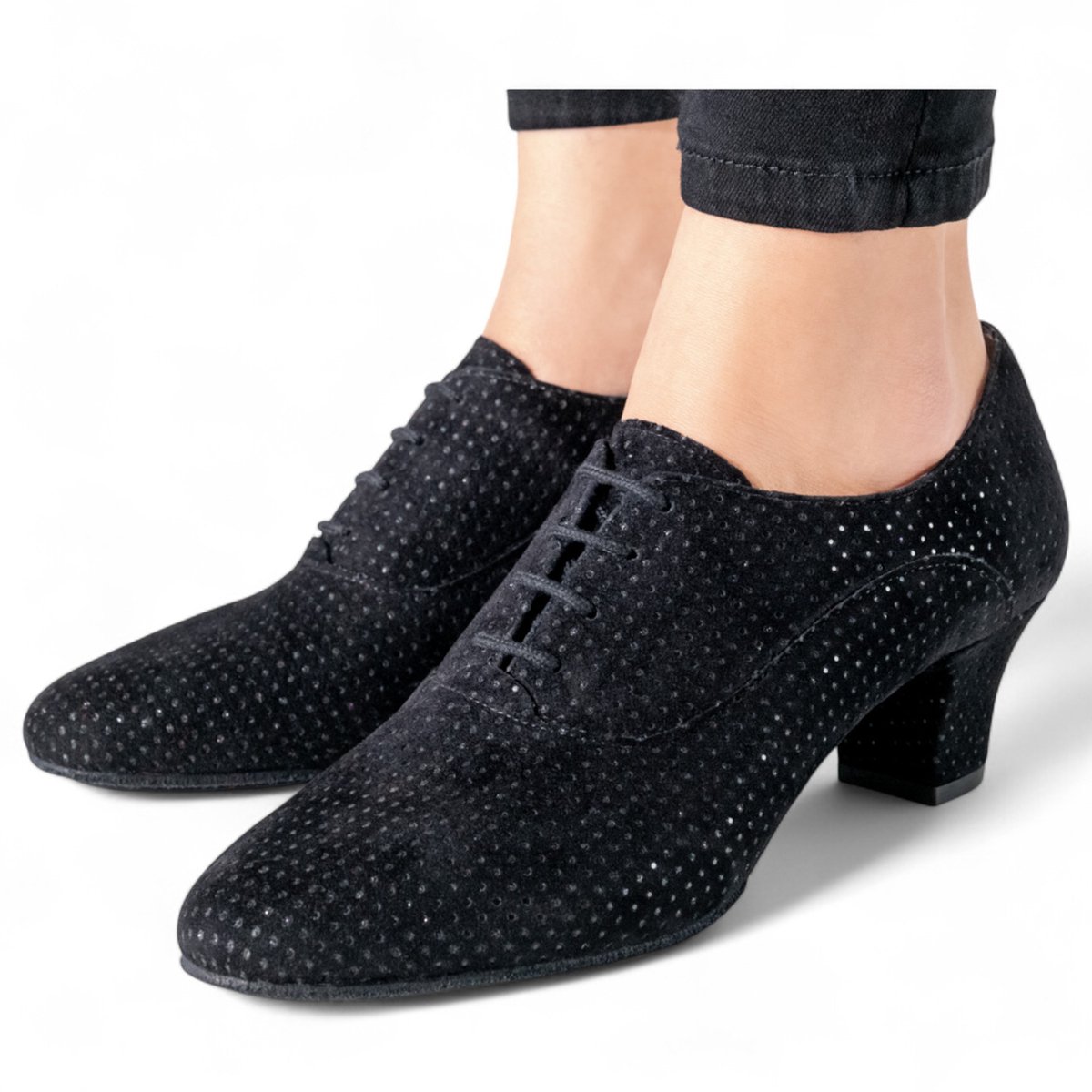 Werner Kern Runa Teacher dames dansschoen Zwart brokaat met glitter Splitzool voor maximale flexibiliteit Zachte leren voering Comfortabele hak Perfect voor lange dansavonden Training Salsa Latin Zwart