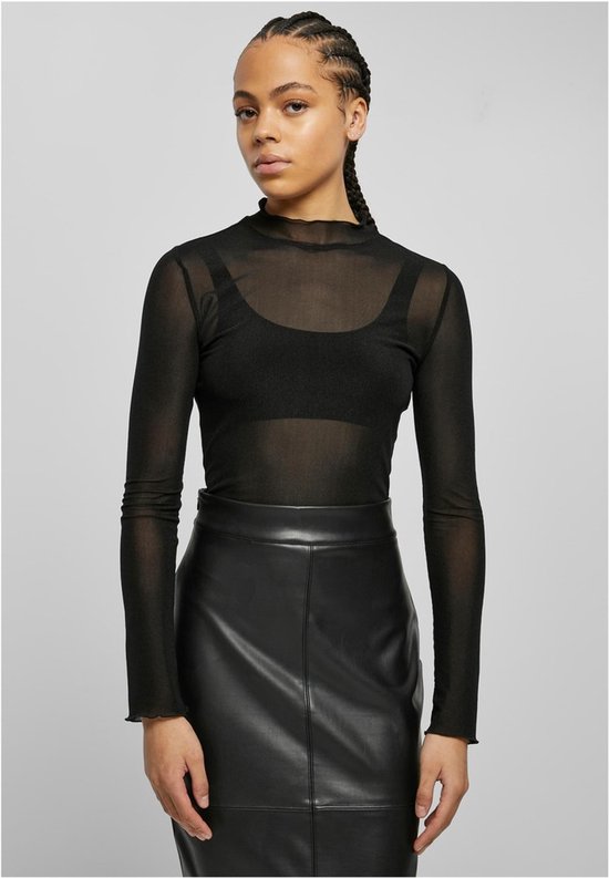 Urban Classics - Mesh Turtleneck Bodysuit - M - Zwart