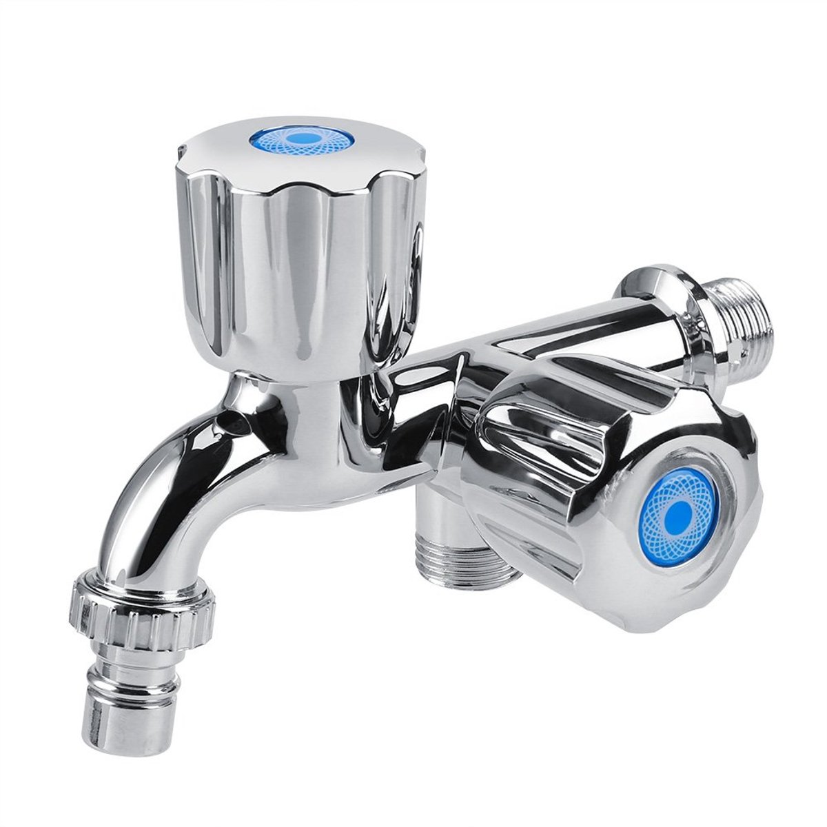 Water Tap, G1/2 ABS Plastic, Basin Faucet, Washing Machine Tap, Kitchen Tap with Double Spout and Handle for Garden, Kitchen, Bathroom (G1/2 Straight Handle)