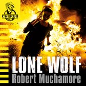 Jong meisje rent weg van een explosie met het opschrift LONE WOLF, Robert Muchamore.