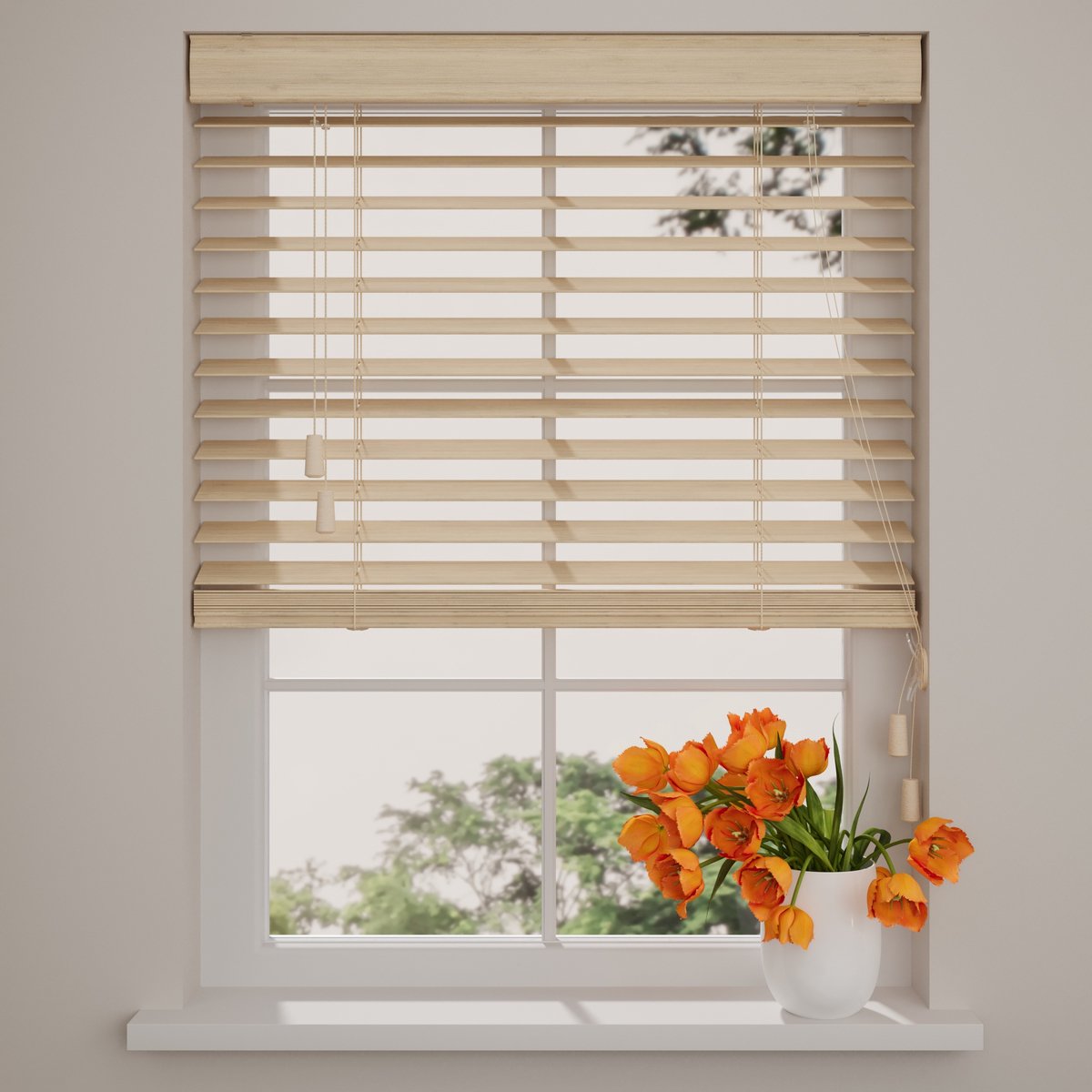 DTCH® Bamboe Houten Jaloezie - Easy Nerf - 50 mm - Licht Eiken - 150 x 130 cm - Maten van 50 t/m 250 cm breed