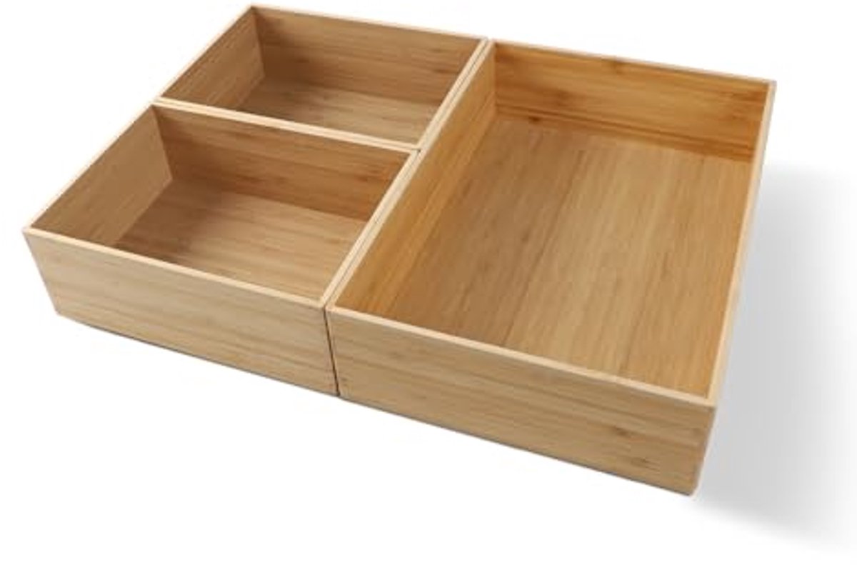 Bamboe Opbergdoos Set 3-delig - Lade Organizer voor Keuken, Kantoor en Badkamer