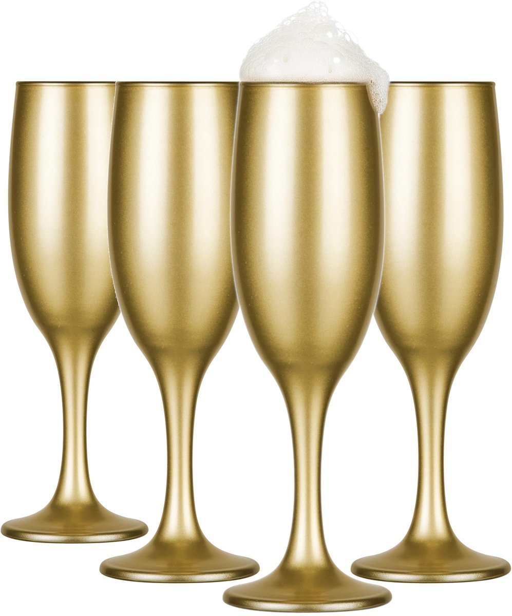 Unyqoos® Set van Vier Elegante Champagneglazen met Uniek Design en Stijl