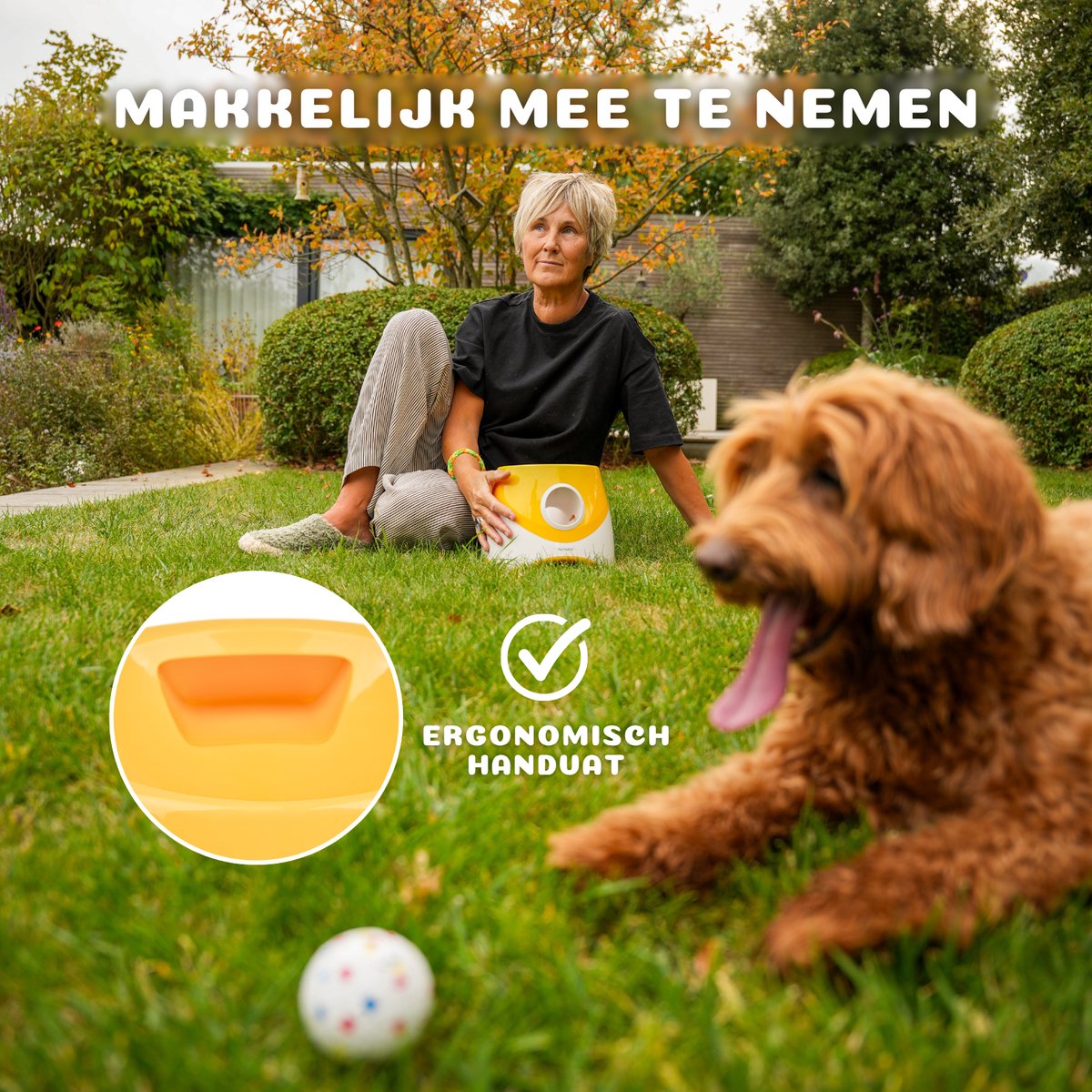 Pet Perfect Automatische Ballenwerper M - Hondenspeelgoed - Oplaadbaar - Incl. 3 ETPU ballen - 3 Werpafstanden - Geel thumbnail 7
