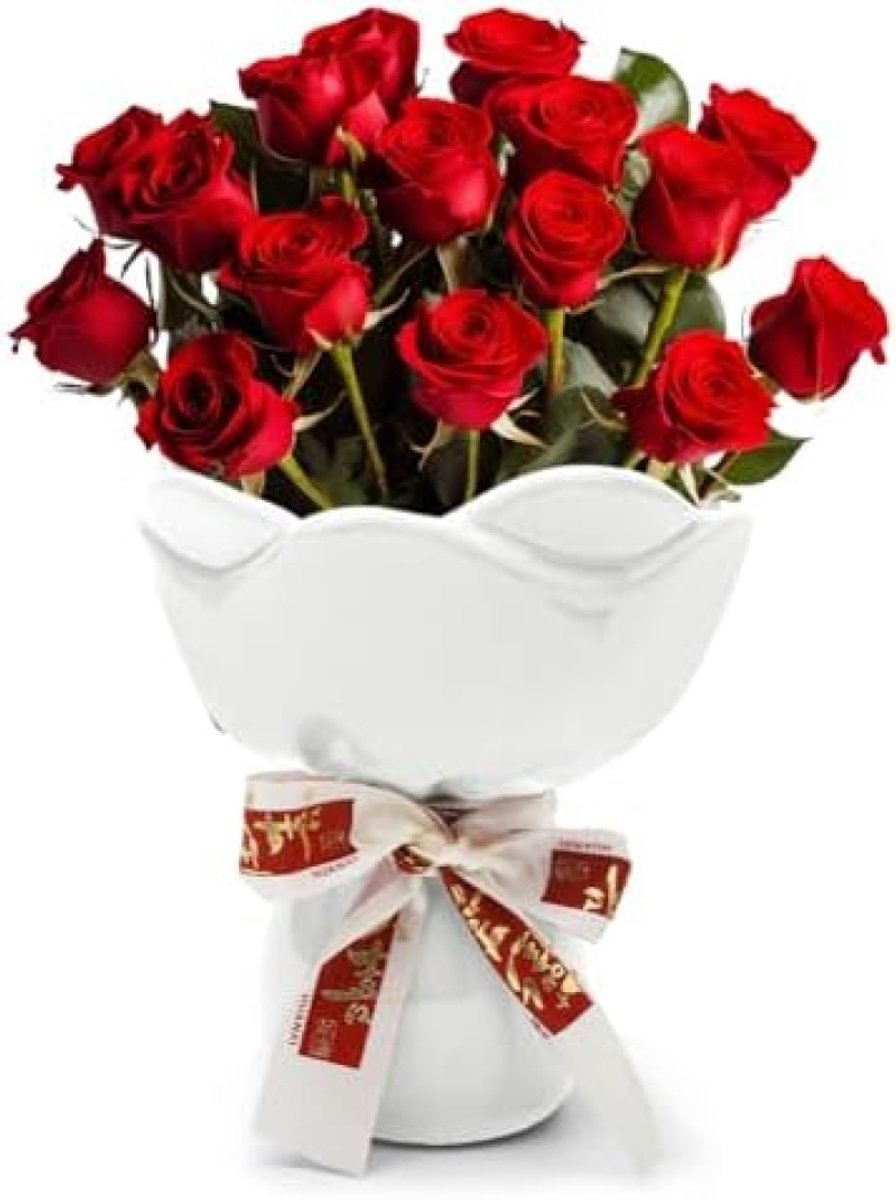 PromoHome Keramische Sierpot - Elegante Bloemenvaas voor Interieurdecoratie Wit