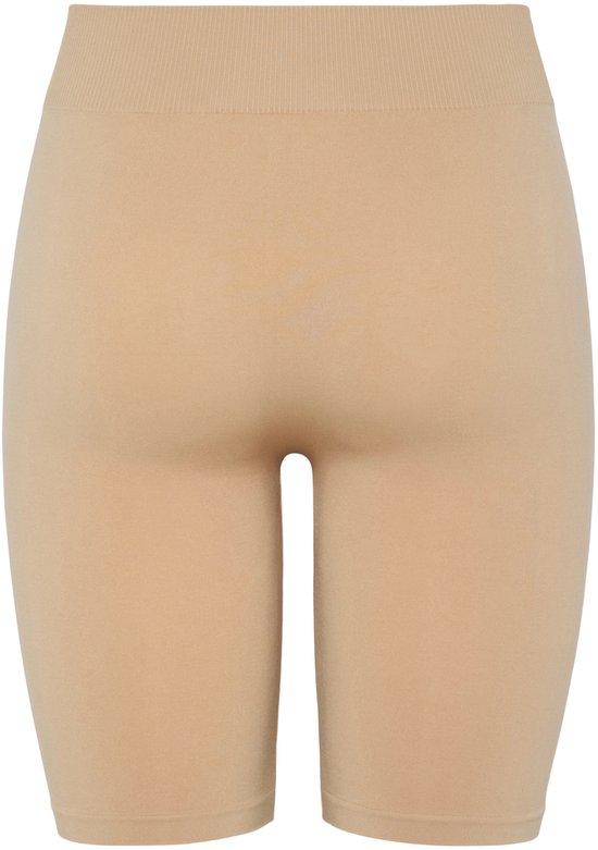 Huidskleurige fietsshort met geribbelde tailleband.