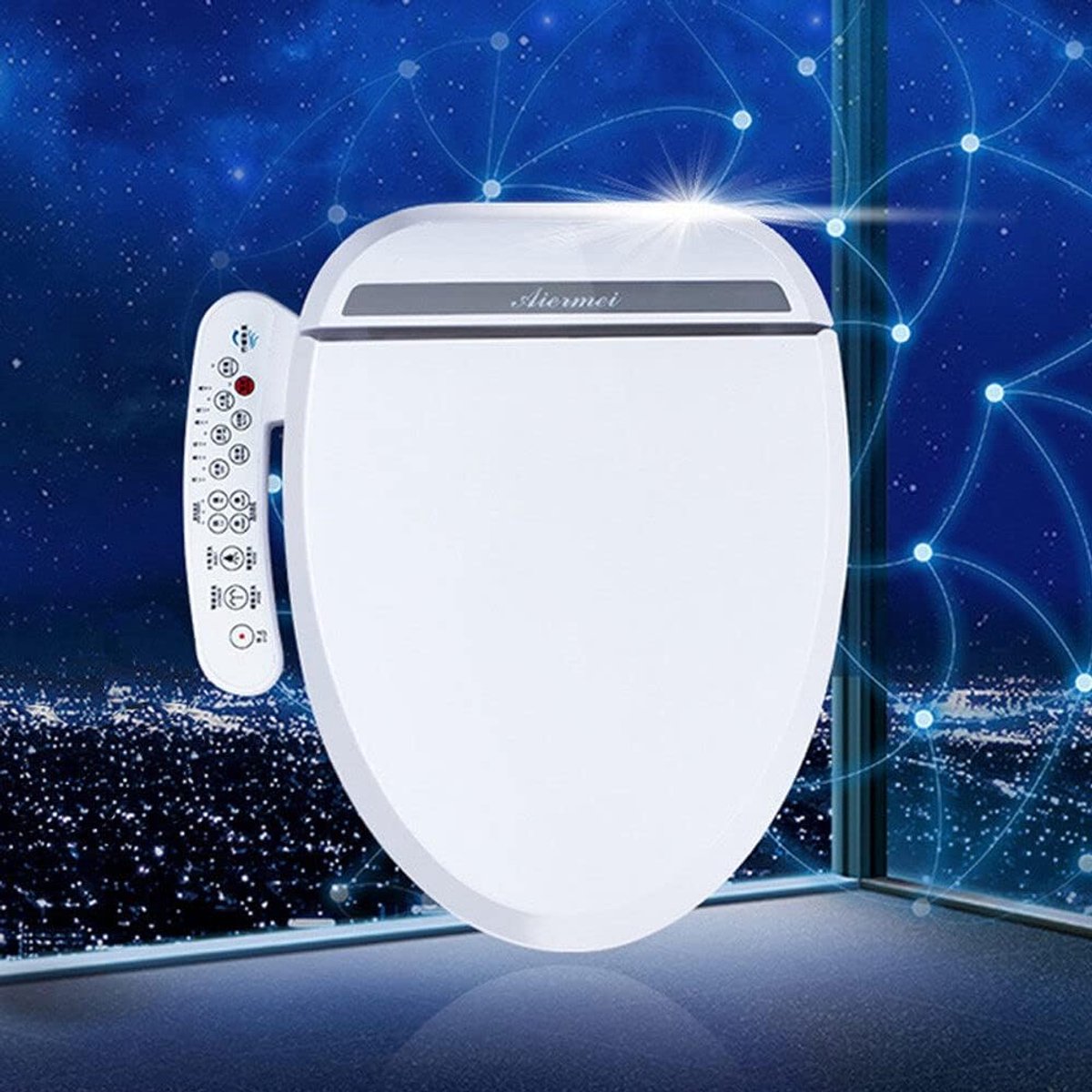 Elektrisch Bidet - Intelligente Toiletbril - Persoonlijke Hygiëne - Verwarmde Zitting Douchefunctie - 51 x 46 cm - Wit