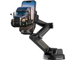 Telefoonhouder voor Vrachtwagen en Auto | Lange Arm en Superzuignap | Dashboard en Voorruit Montage | Geschikt voor Zware Mobiele Telefoons | Schokbestendig - Zwart