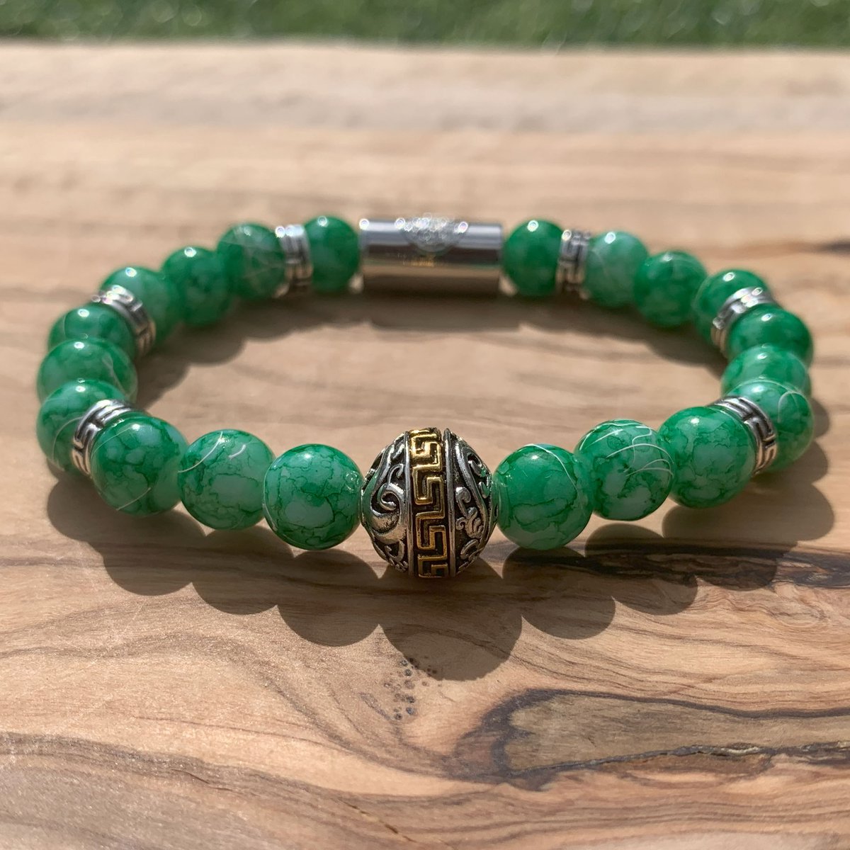 Dragon Bracelets Athena - Dames Armband - Grieks Design - Groen - Glaskralen