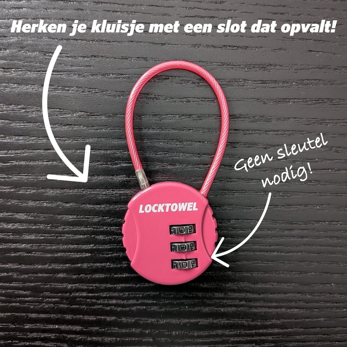 Compact Cijferslot – Sportschool, Sporttas, Reistas en Vakantie – Flexibele Kabel – Roze