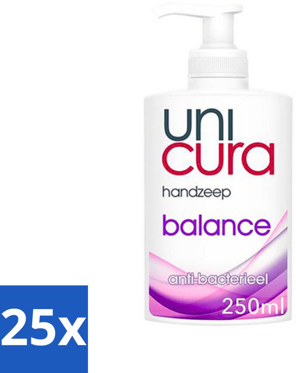 25 x Unicura - Vloeibare Handzeep - Anti Bacterieel - Balans - 250 ml - Handzeep - Antibacterieel - Handen Reinigen - Huid Verzorgen - Natuurlijke Handzeep