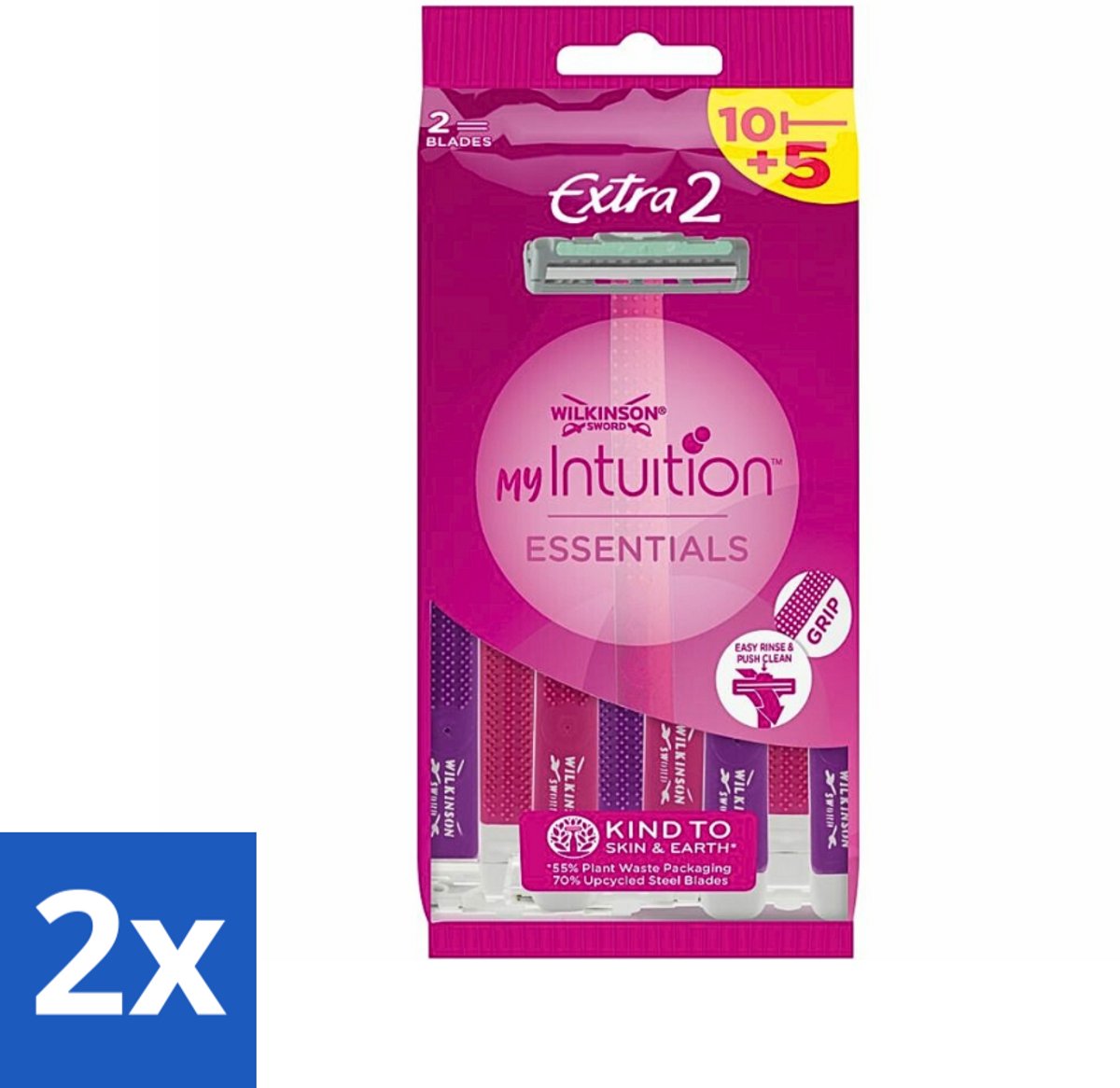 2 x Wilkinson - Wegwerpscheermesjes - Extra 2 Beauty - Extra Comfort - 15 mesjes - Wegwerpscheermesjes - Scheermesjes Dames - Scheermesjes Extra Comfort - Scheermesjes Met Aloë Vera - Gladde Huid
