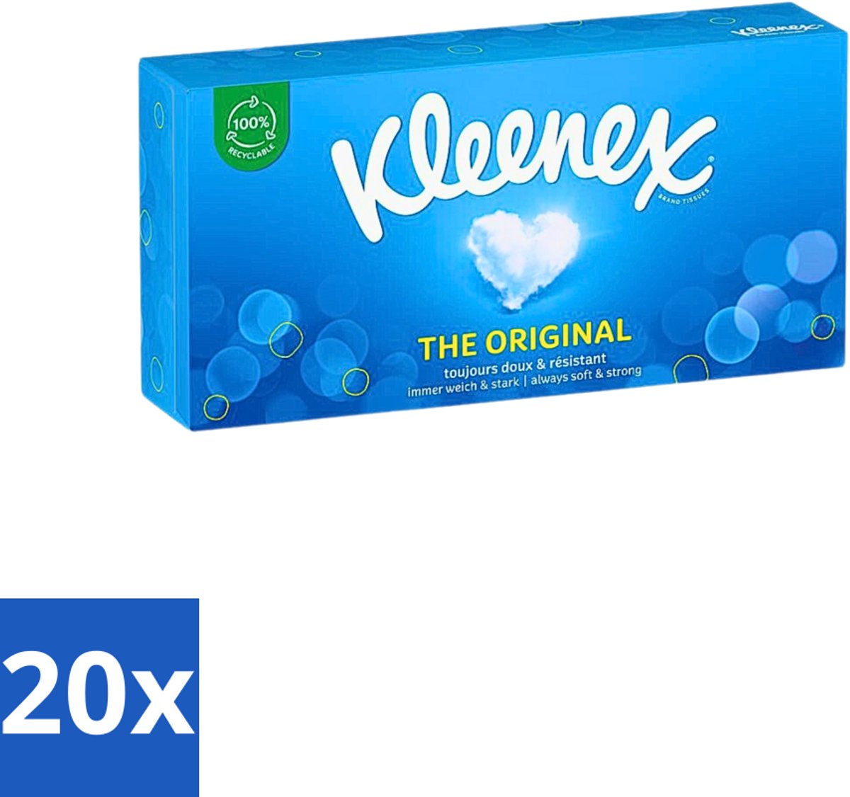 20 x Kleenex - Tissues - The Original - Voor Dagelijks Gebruik - 72 Stuks - Voordeelverpakking - 20 stuks