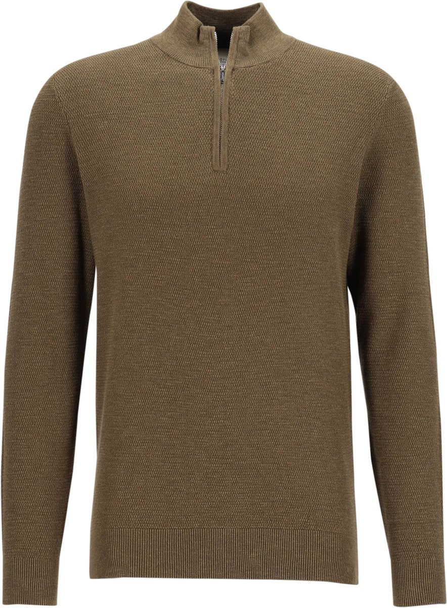 Profuomo Half Zip Pullover Structure Donkergroen - Maat M - Heren - Pullovers