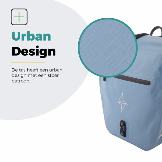 Voltano Enkele Fietstas Set E-bike - Ice Blauw - 2 x 23 Liter - Gratis Schouderband - 100% Waterdicht - Fietstassen Elektrische Fietsen van Voltano — afbeelding 5