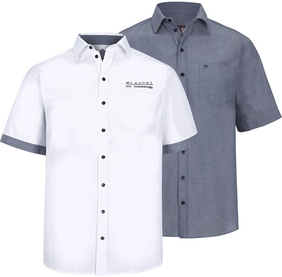 Jan Vanderstorm Heren Overhemden, Set Van 2 Evin White, L