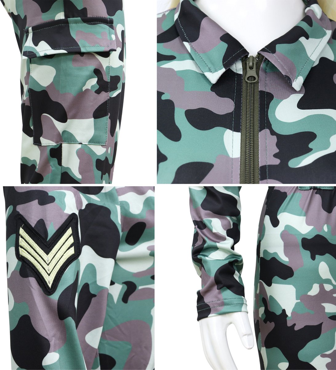 Joya Party® Leger Verkleedpak Dames Camouflage | Sexy Army Jumpsuit met Pet & Riem | Vrouwen Militair Kostuum | Camouflage Militair Verkleed Pak | Carnaval, Halloween, Themafeest | — afbeelding 4