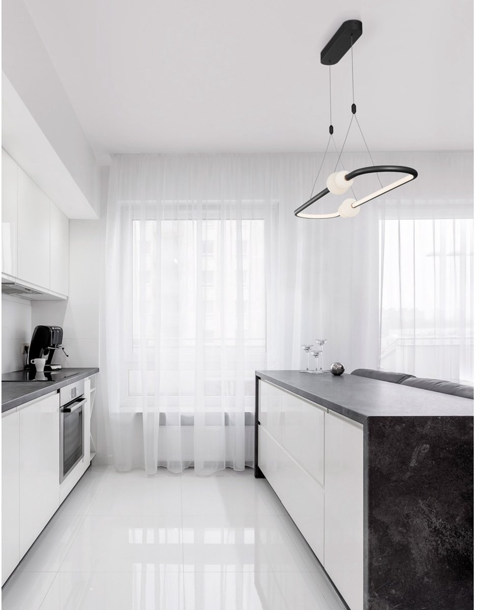 Lyora Hanglamp Celia zwart met wit ovaal - 9820603
