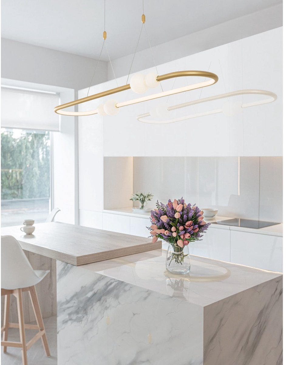 Lyora Hanglamp Celia goud met wit ovaal - 9820602
