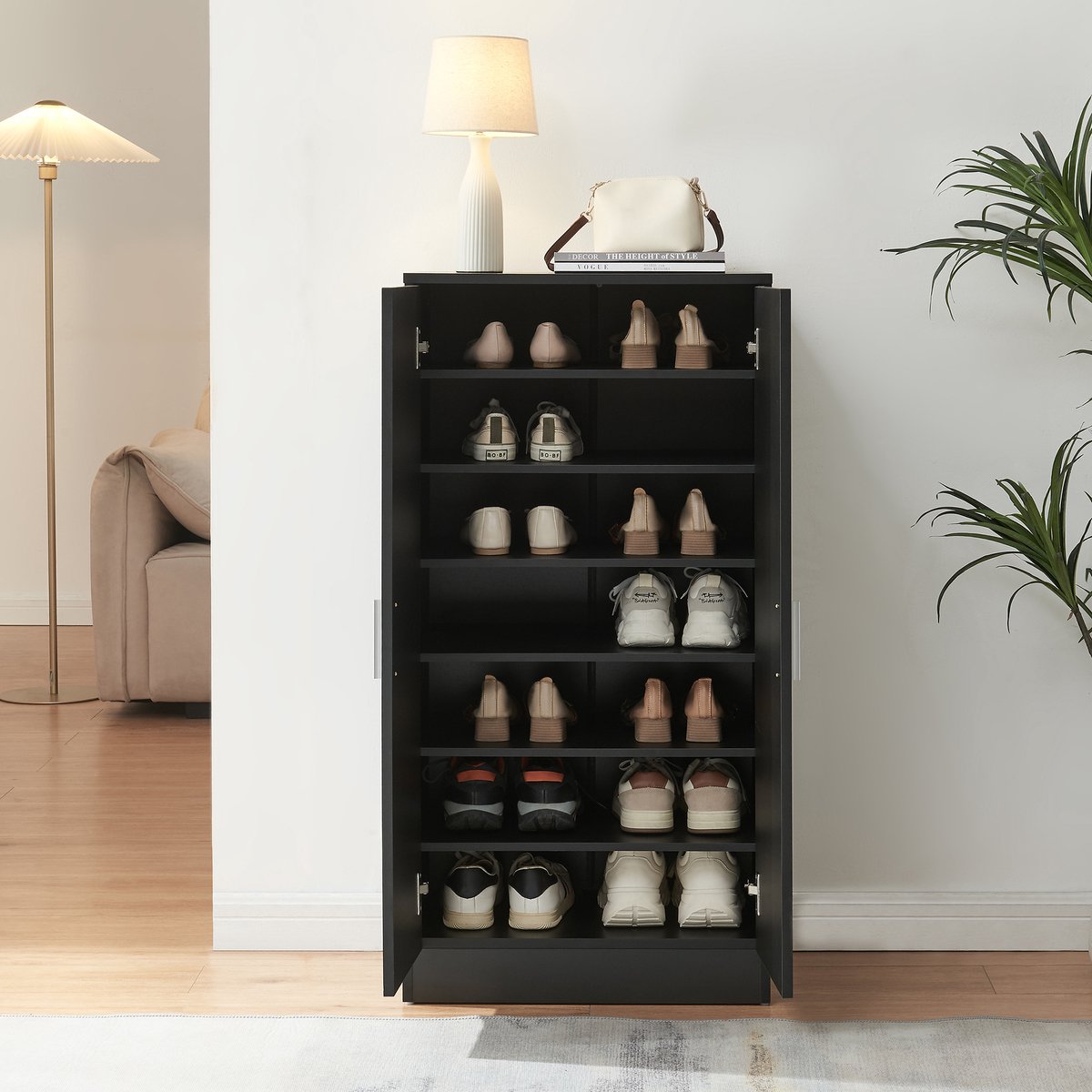 en.casa Schoenenkast Notribontaa 108x55x35 cm zwart [en.casa]